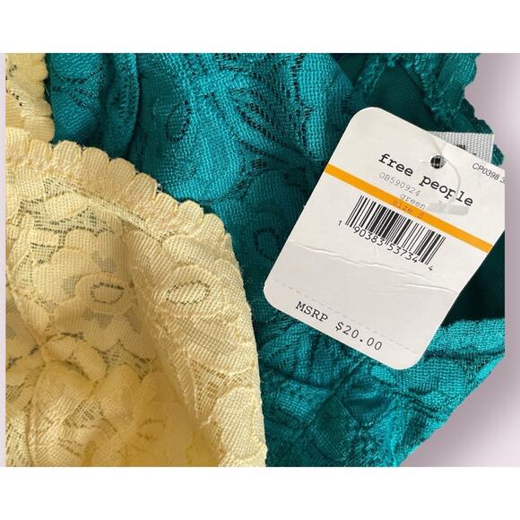 Free People Intimately FP Galloon Lace Racerback Bralette Yellow & Green S New - Picture 6 of 15
